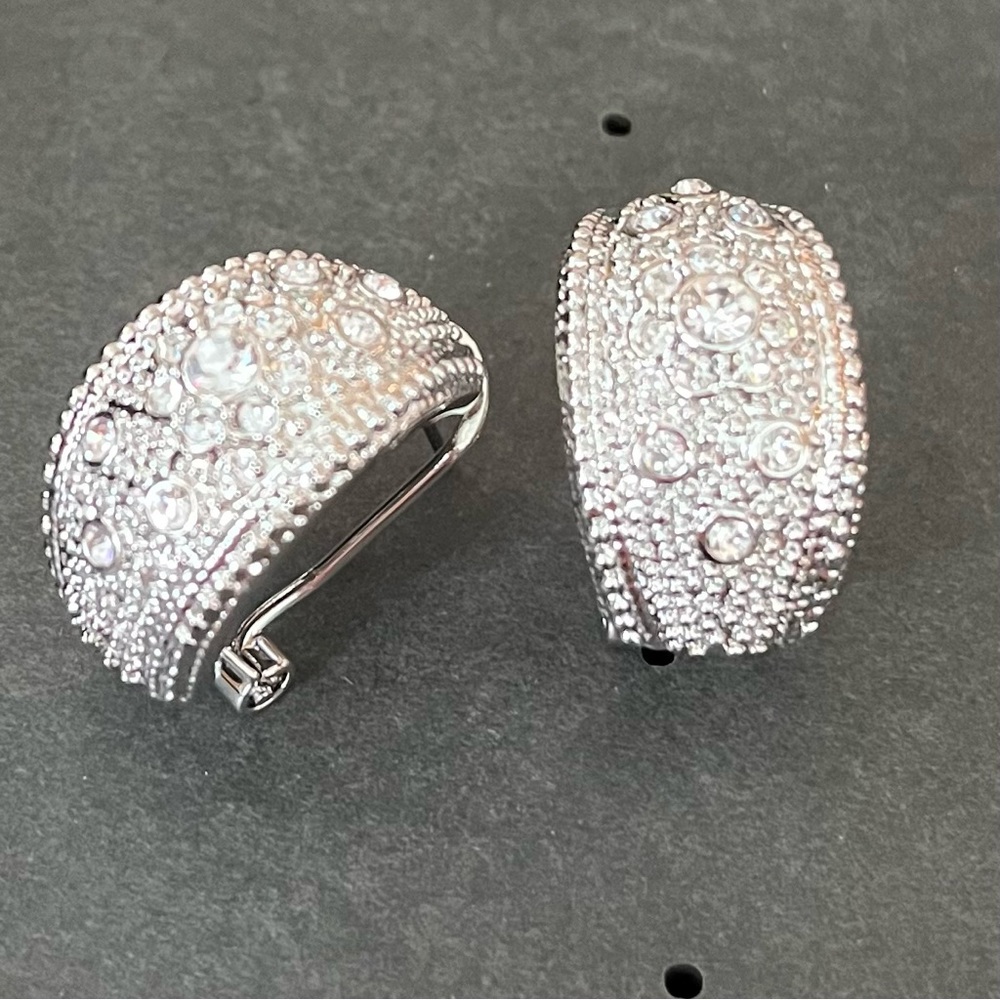 Silver Rhinestone Hoop Earrings
